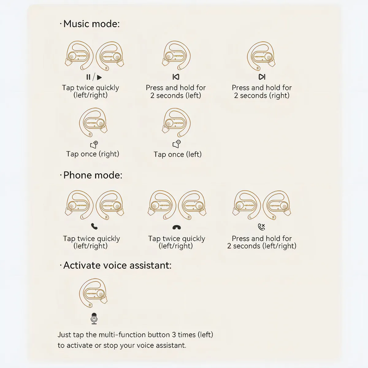 Auricular OWS-11 Inalámbrico Bluetooth Negro Monoaural - Image 4