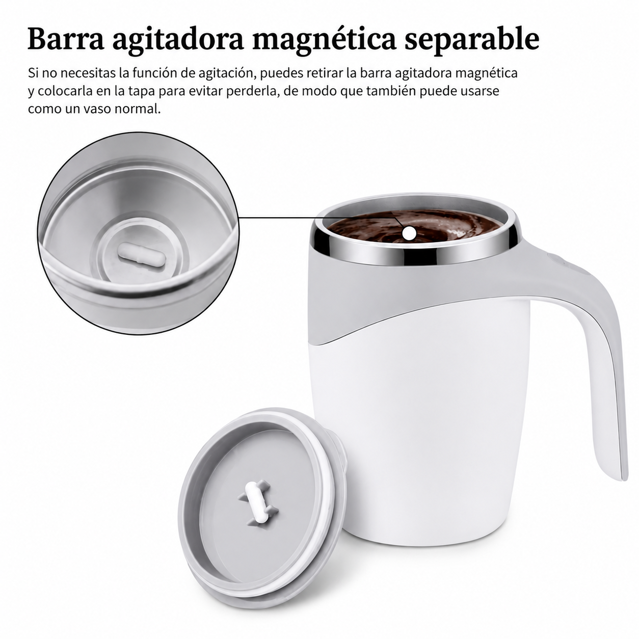 Taza Térmica Eléctrica Con Sistema Batidor Magnético Blanco - Image 2